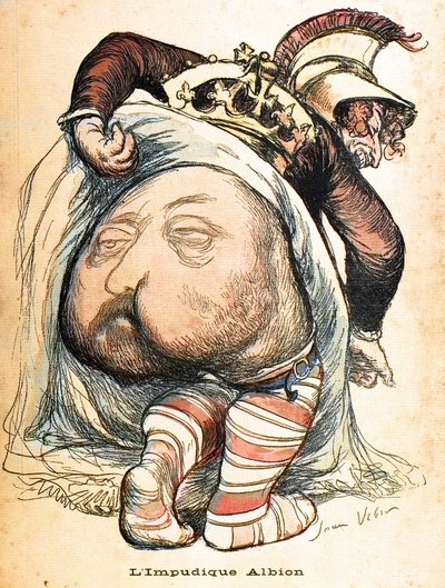 The Immorbid Albion - Edward VII (Cartoon by Jean Veber on the Boer War - 