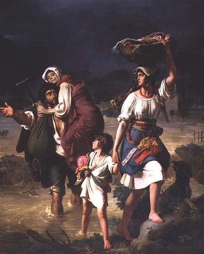 Roman Peasants Fleeing the Flooding of the River Tiber by Jean Victor Schnetz