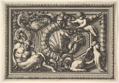 Design for a Panel with Two Variants containing a Satyr and a Sphynx, 17th century by Jean le Pautre