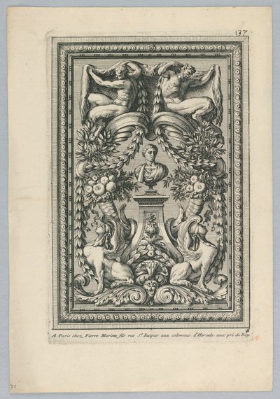Sheet from the set, "Ornemens de Peaneaux pour... Lambris" by Jean le Pautre