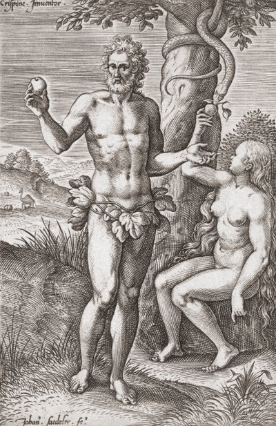 Adam and Eve in the Garden of Eden by Jean or Johann Sadeler
