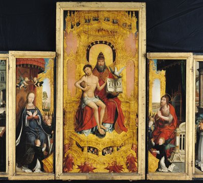 Polyptych of the Glorification of the Holy Trinity, Central Panel Depicting the Trinity, the Virgin and St. John the Baptist by Jean the Elder Bellegambe