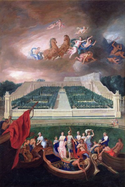 View of the Orangerie and the Chateau de Versailles with the Abduction of Helen, 1688 by Jean the Younger Cotelle