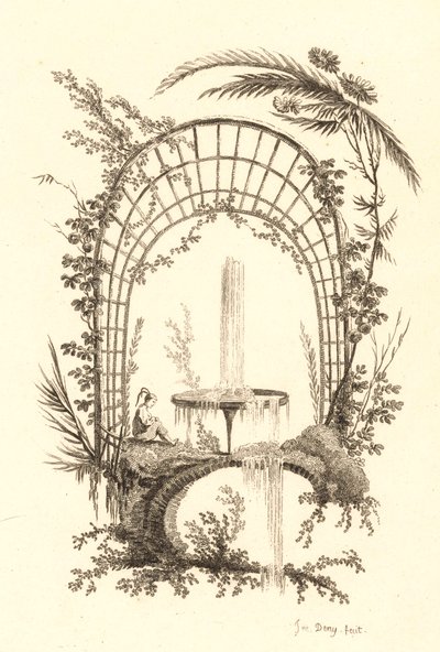 Fountain Under Pergola by Jeanne Deny