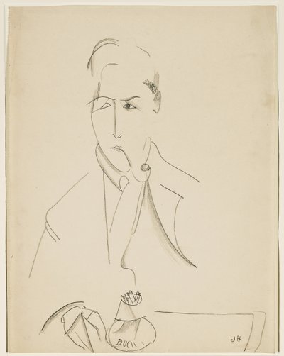Portrait of Modigliani with Pipe by Jeanne Hébuterne