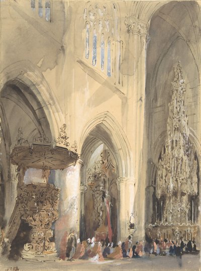 Interior of the Church of St. Jacques, Louvain by Jenaro Pérez Villaamil