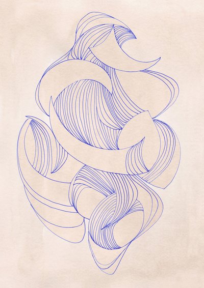 Blue Fluid Lines by Jenja Braun
