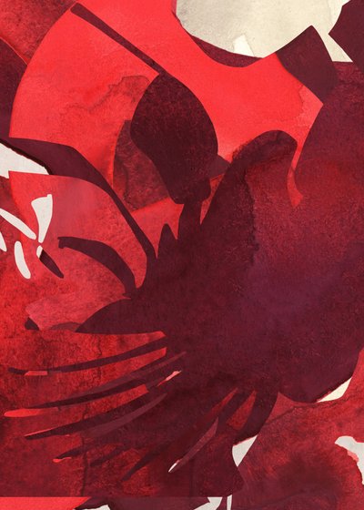 Vibrant Crimson Petals by Jenja Braun