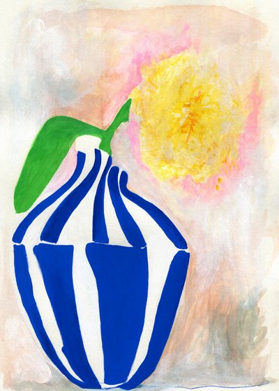 Yellow Bloom Striped Vase by Jenja Braun