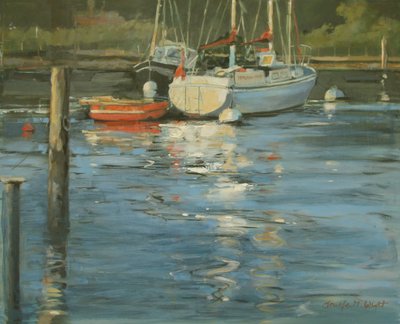 Moored Yachts Evening Glow by Jennifer Wright