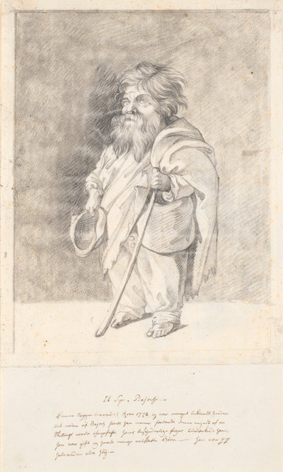 The Roman Dwarf Francesco Ravai, Called Bajocco. Full Figure, Three-Quarter Profile to the Left by Jens Juel