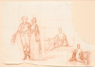 Composition Draft for the Ryberg Family Portrait; to the Right Draft of a Seated Female Figure by Jens Juel