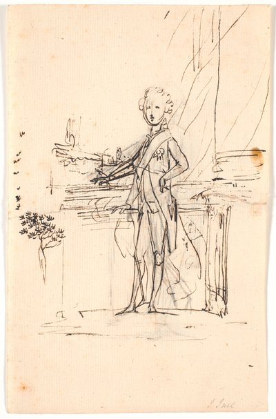 Composition Draft for Full-Length Portrait of Frederick the Sixth as a Young Crown Prince. Standing by a Table, Facing Left by Jens Juel