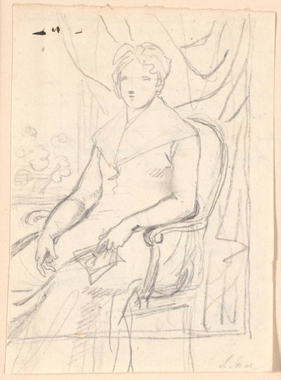 Composition Sketch for the Portrait of Countess Anna Joachima Danneskiold-Laurvig, Born Ahlefeldt, at Age 74 by Jens Juel