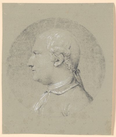 Male Portrait, Inscribed in a Circle, Profile Facing Left by Jens Juel