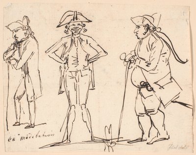 Meditation. Caricatures of Clemens, Juel, and Charles Bonnet by Jens Juel
