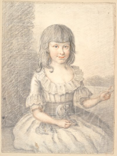 Portrait of a Little Girl with a Dog by Jens Juel