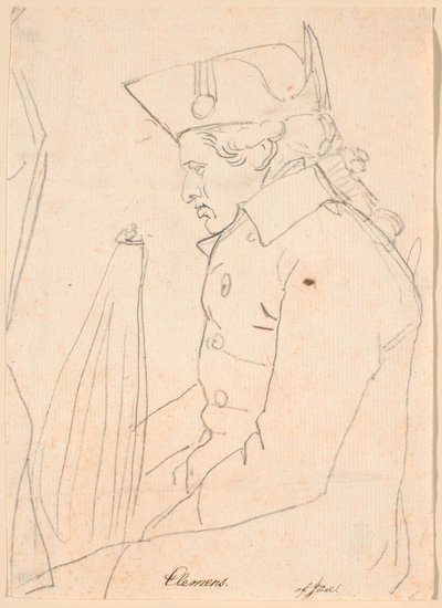 Portrait of the Engraver J.F. Clemens. Three-Quarter Figure Sitting in Profile to the Left by Jens Juel