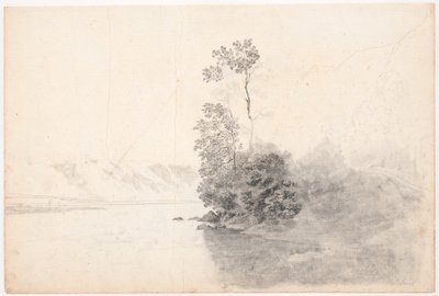 Swiss Landscape with Trees on a Peninsula in a Lake by Jens Juel