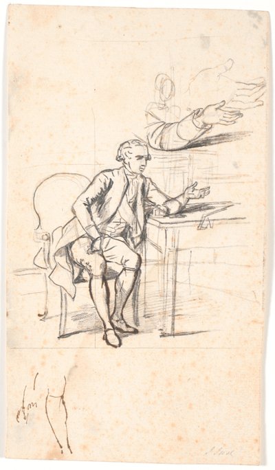 Study for the Holmskiold Family Portrait from 1787: Theodor Holmskiold Sitting at a Table by Jens Juel