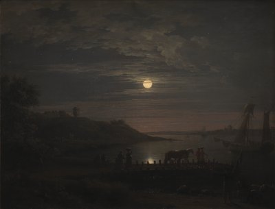 The Crossing over the Little Belt at Snoghoj. Moonrise by Jens Juel