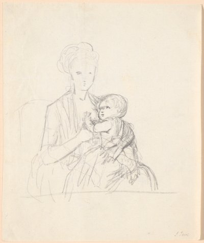 Draft for the Portrait of Countess Sophie Magdalene Raben, Born von Qualen, with Her Eldest Son, Born 1784 by Jens Juel