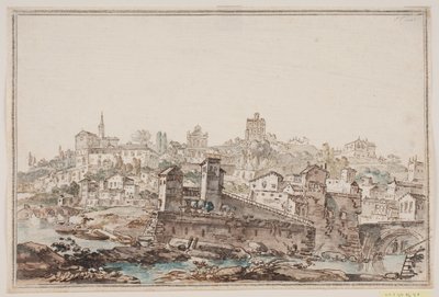 Cityscape with Houses and Church by the River. Ancient Rome by Jens Petersen Lund