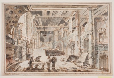 Prison Scene with Polichinel and a Jailer at a Table with Two Judges? by Jens Petersen Lund