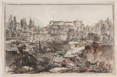 Prospect with Fortress (?), Ruins, Cliffs and Water by Jens Petersen Lund