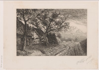 Landscape with Farms and Mill by Jerôme Tuyttens (signed by artist)