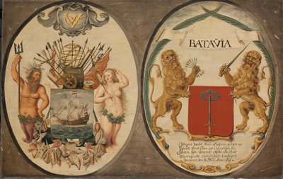 The Arms of the Dutch East India Company and of the Town of Batavia by Jeronimus Becx (II)