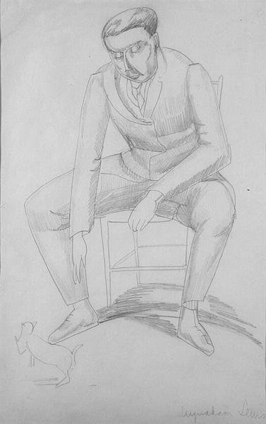 Wyndham Lewis with Cat, c.1920 by Jessica Stewart Dismorr