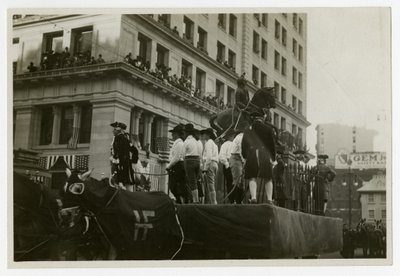 Historical Parade Float #31, Destruction of Statue of George III by Jessie Tarbox Beals