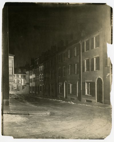 Looking down West Cedar Street where it ends and is crossed by Chestnut St, Boston, USA, c.1902-10 by Jessie Tarbox Beals
