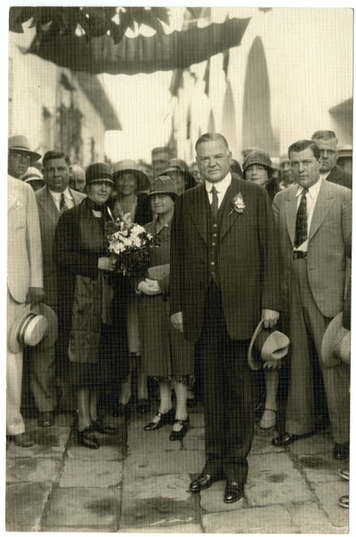 President Hoover - Mrs Hoover holding bouquet, c.1928-32 by Jessie Tarbox Beals