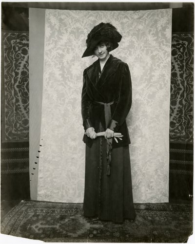 Red Velvet Suit with Accordion Pleated Skirt, Arnold & Constable, c.1905-18 by Jessie Tarbox Beals