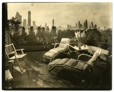 Terrace of Mrs Alice Woodward Rhinehardt, 400 E 52 St, c.1936-37 by Jessie Tarbox Beals