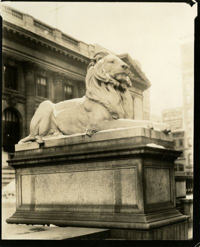 The Haughty Lion in Front of the Library, He Understands Gertrude Steinish, New York, USA, c.1905-40 by Jessie Tarbox Beals