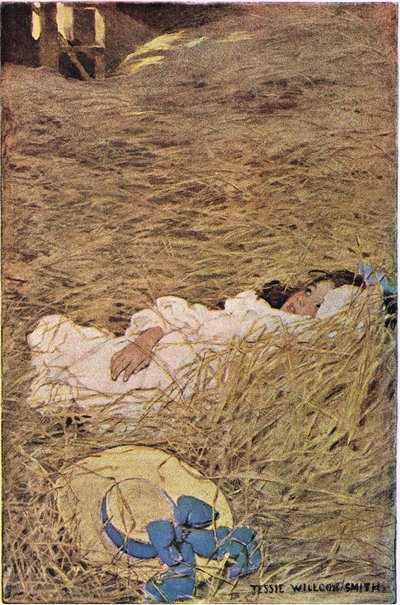 A girl in a hayloft, from 