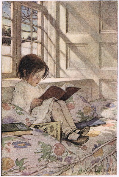 A girl reading, from 