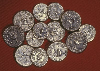 A hoard of shekels, Herodian Jerusalem, c.66-70 AD by Jewish School