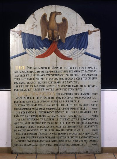 Inscription on wood: Jewish prayer in French for Emperor Napoleon III. 19th century Alsace by Jewish School