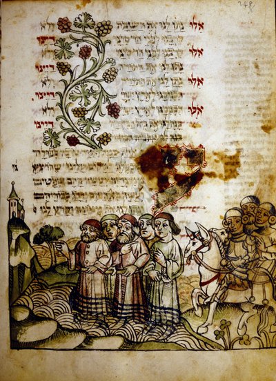 Passage of the Red Sea, from a Machzor of the 15th century by Jewish School