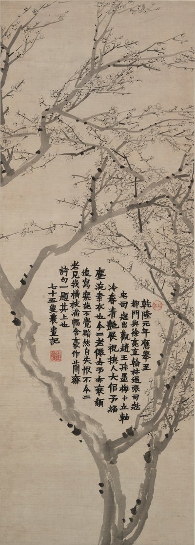 Plum Blossom with Inscription in Standard Script by Jin Nong