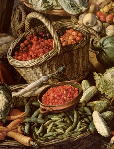 Detail of Still Life with Fruit, Vegetables and a Market Woman by Joachim Beuckelaer