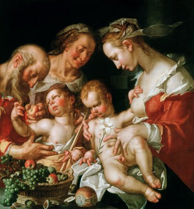 The Holy Family with John the Baptist, ca. 1600 by Joachim Wtewael or Utewael