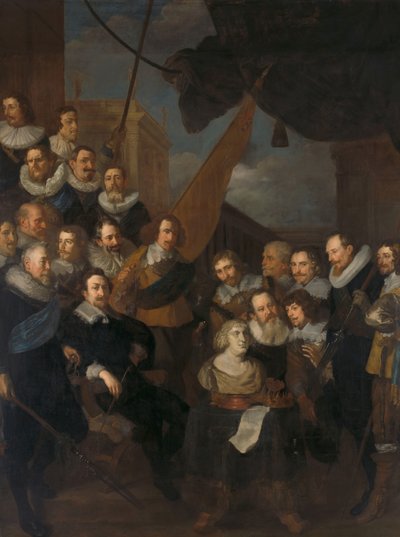 Officers and Other Civic Guardsmen of the XIX District of Amsterdam, Under the Command of Captain Cornelis Bicker and Lieutenant Frederick van Banchem, Waiting to Welcome Marie de Médicis, 1 September 1638 by Joachim von Sandrart (I)