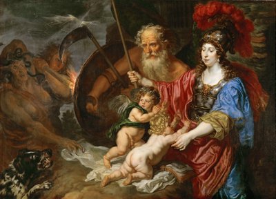 Minerva and Saturn protecting Art and Science from Envy and Falsehood by Joachim von Sandrart