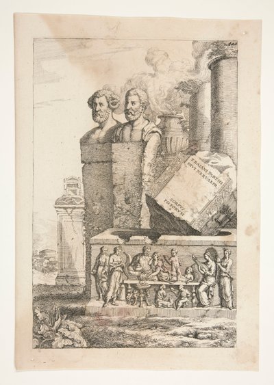 Portrait Busts, Columns, Smoking Urn and a Relief by Joachim von Sandrart