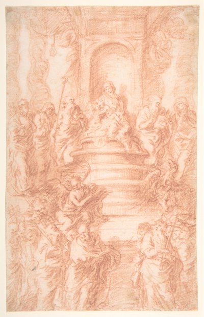The Holy Kinship (Madonna and Child and St. John) with Prophets and Symbols of the Four Evangelists by Joachim von Sandrart